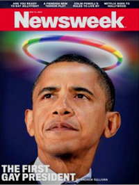 Progressive Newsweek says Obama is "God as first gay president." 