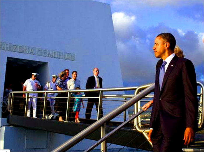 Socialist president, Barack Obama, honors those who were lost in Pearl Harbor with a photo of himself on his Facebook page. - Webmaster 