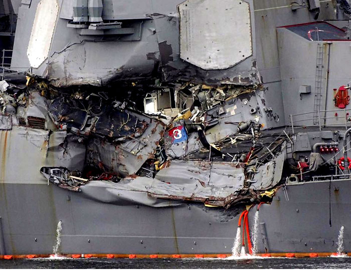 According to the current operational theory of Japanese investigators, the deadly collision between USS Fitzgerald (DDG-62) and the Philippine-flagged merchant ship ACX Crystal knocked out the destroyer’s communications for an hour, while the four-times-larger merchant ship was unaware of what it hit until it doubled back and found the damaged warship, two sources familiar with the ongoing Japanese investigation told USNI News on Wednesday. - U.S. Navel Institute 