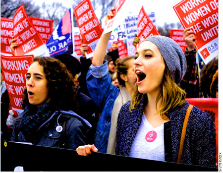 30,000 women march in Democratic Socialist of American march, a Marixist organization. 