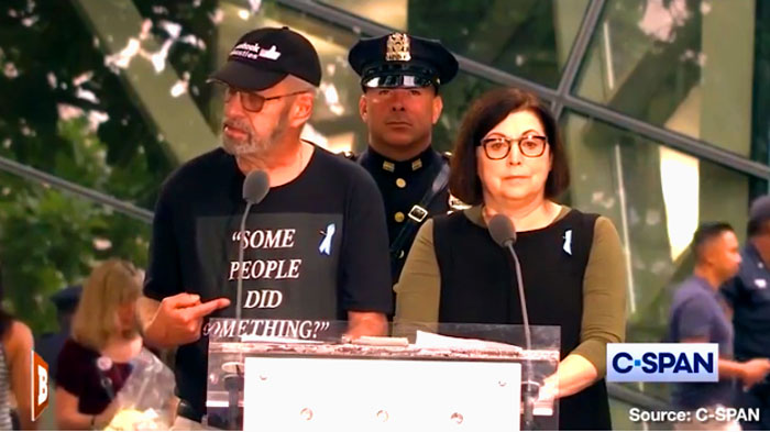 "The 9/11 memorial speaker addressed the crowd wearing a shirt with Omar’s infamous quote, 'Some people did something.”'" - Breitbart