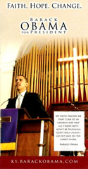 The Marxist mainstream media gladly shows their hero, Obama, as religious.  But when another candidate for president was seen near light hitting a white book shelf that looked like a cross, the Obama media got all upset, calling it a religious statement. 