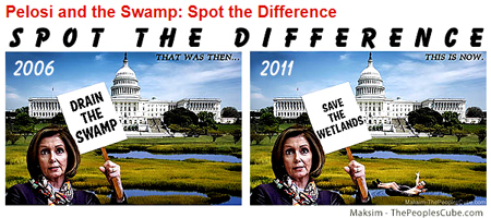 From the great artists at the People's Cube:  My how fast things change in Washington D.C., from draining the Republican's swamp to saving the Democrat's cess pool.   This artist has renamed the cess pool, the wetlands, as the Democrat's had renamed the illegal aliens as (cough) undocumented workers.  In the end it all smells the same.   