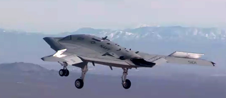 High-definition version of Northrop Grumman's video or the Feb 4, 2011 first flight of the US Navy's X-47B unmanned combat air system demonstrator at Edwards AFB. California.  